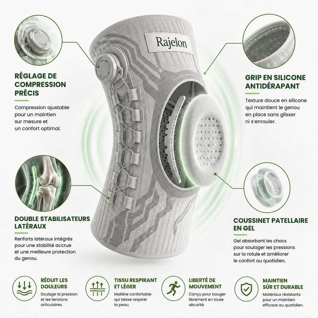 Rajelon™ - Genouillère de compression ajustable